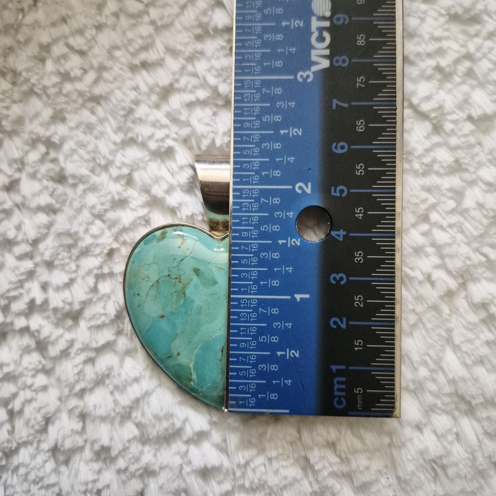 Jay King .925 Silver Stamped Turquoise Heart Pendant DRT - Picture 8 of 10